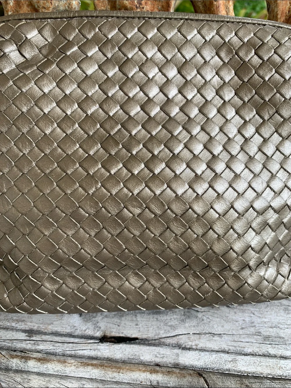 Vintage 80’s Ganson Leather Intrecciato Style Woven Crossbody Bag